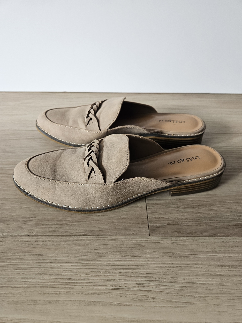 Braided Slip-On Mules in‎ Taupe